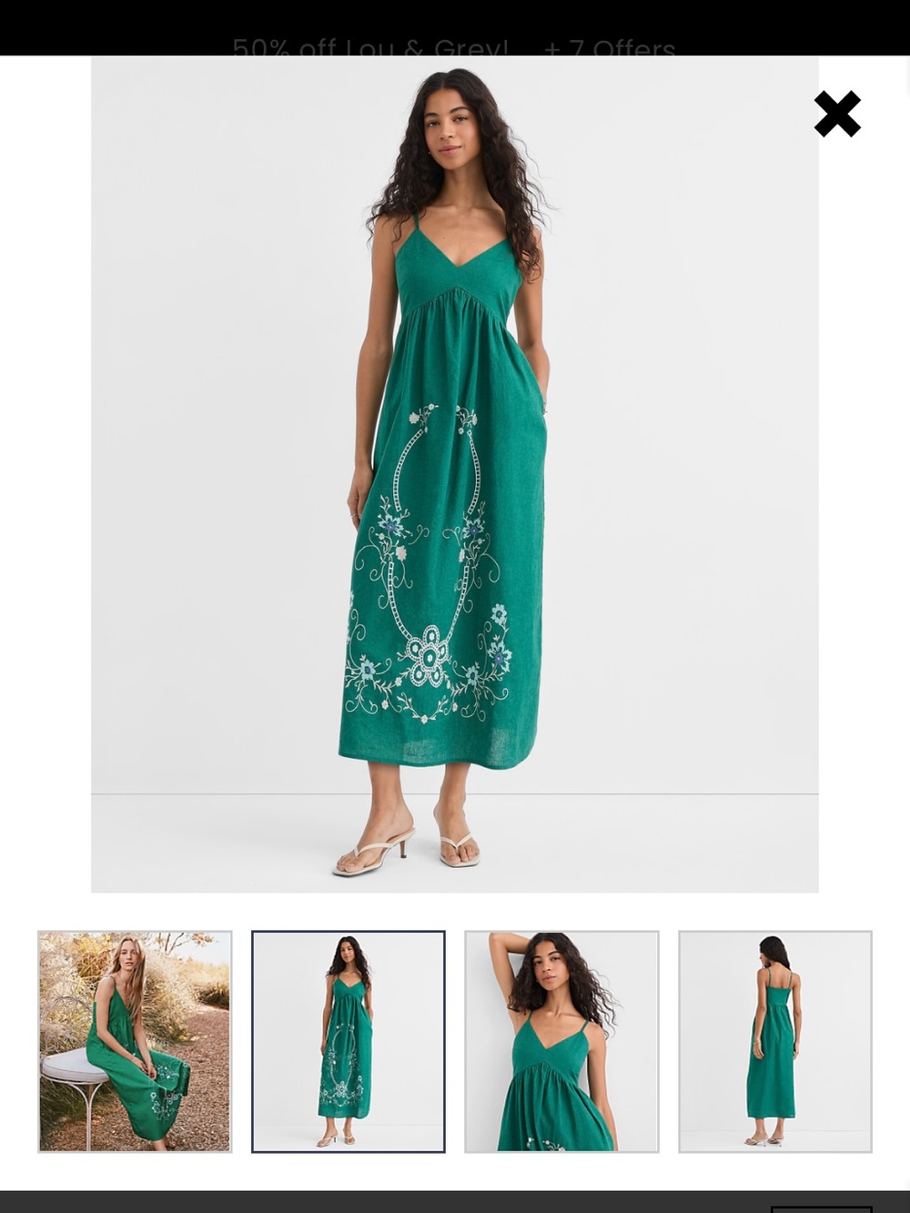 Tall Floral Linen Cotton Strappy Midi Pocket Dress